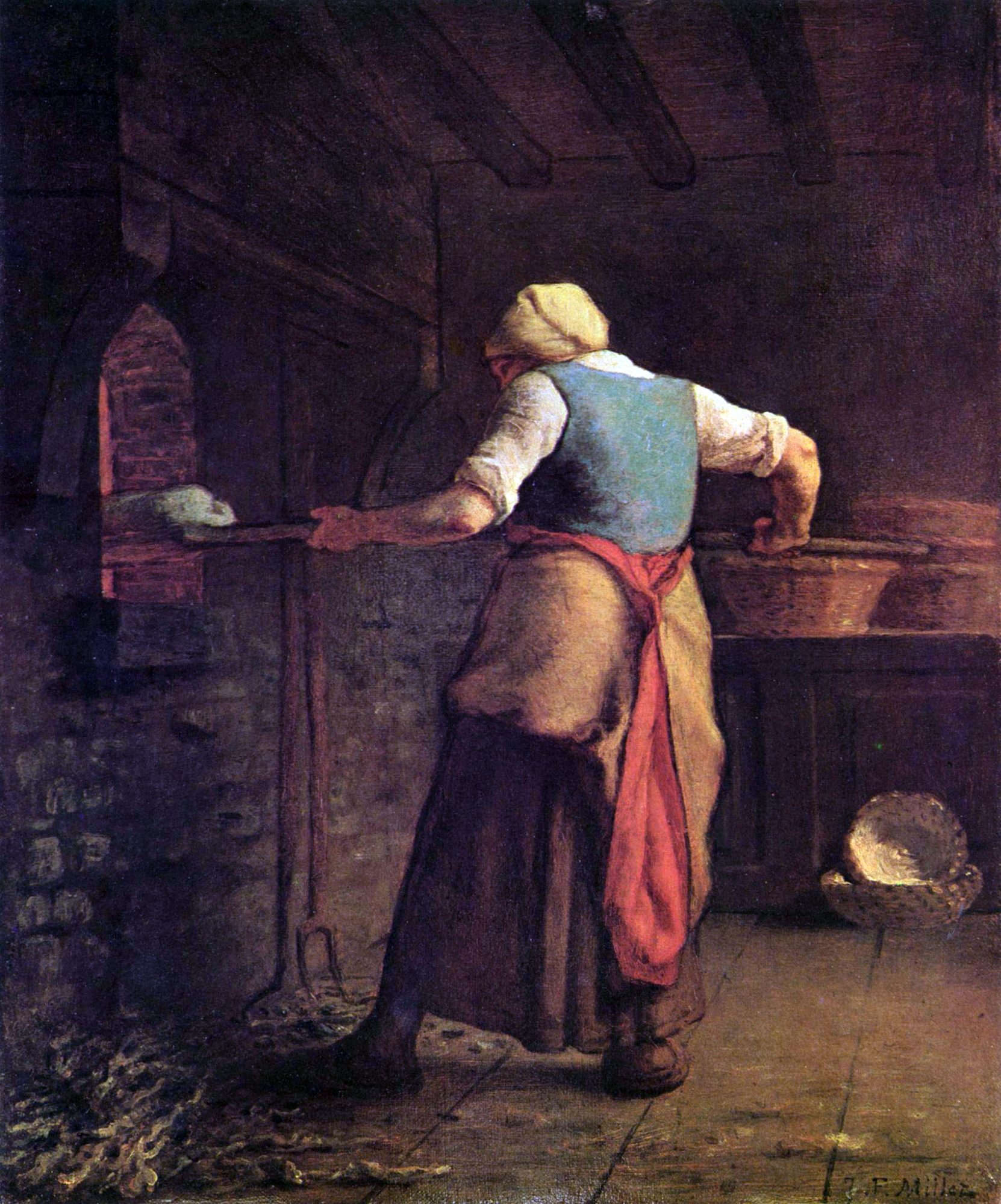 Jean-François Millet, Mulher assando pão (1854)